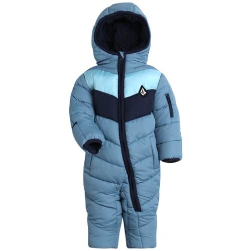 Volcom Boys Baby Snowsuit, Fleece-Lined Insulated Pram with Sherpa Hood | Cozy All-In-One Coverage for Cold Weather, Soft Plush Lining Keeps Newborns Warm on Winter Outings