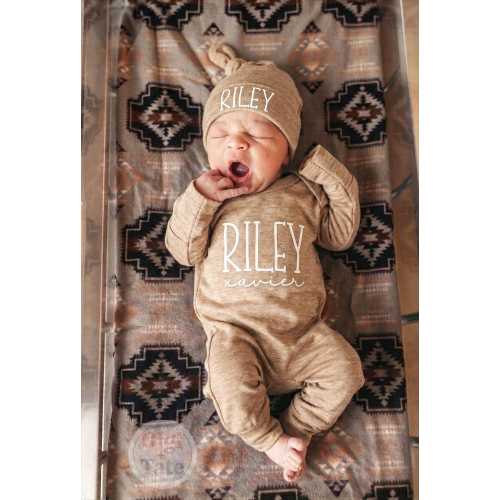 Personalized Newborn Boy Coming Home Outfit | Custom Take Home Set | Neutral Shower Gift