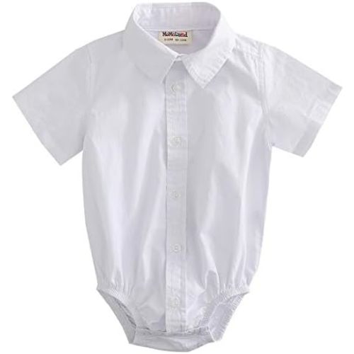 MOMOLAND Infant Baby Boys Woven Button Up Bodysuit Shirt