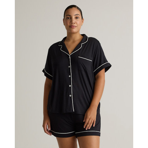 Bamboo Jersey Short Sleeve Pajama Set in True Black