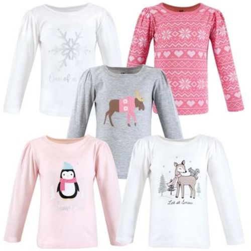 Hudson Baby Infant and Toddler Girl Long Sleeve T-Shirts, Girl Winter Animals