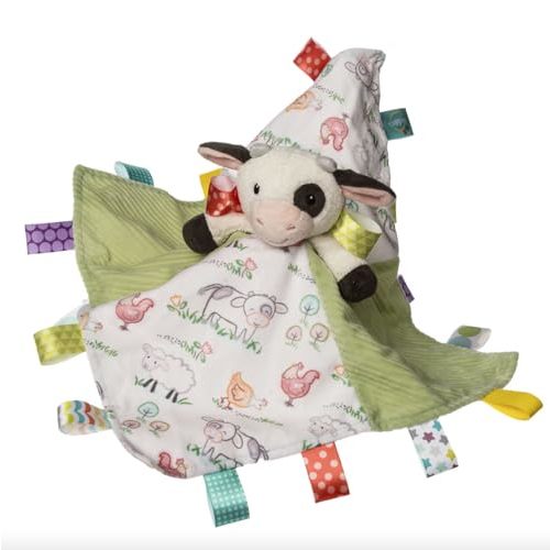 Taggies Lovey Stuffed Animal Security Blanket Plush Soft Snuggle Toy with Sensory Tags, 13 x 13-Inches, Buttercup Cow
