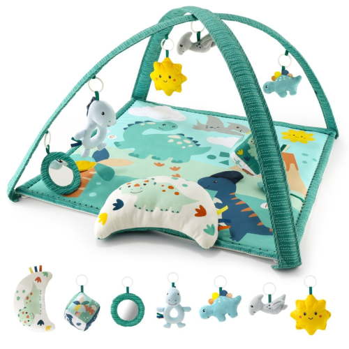 The Peanutshell Dino-Themed 7-in-1 Activity Play Gym and Playmat for Babies, 7-Piece