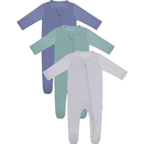 RRP Unisex Baby Footies Pajamas,Rayon Derived From Bamboo,Buttery Soft Sleep 'N Play PJs,2-Way Zipper Closure,0-18 Months