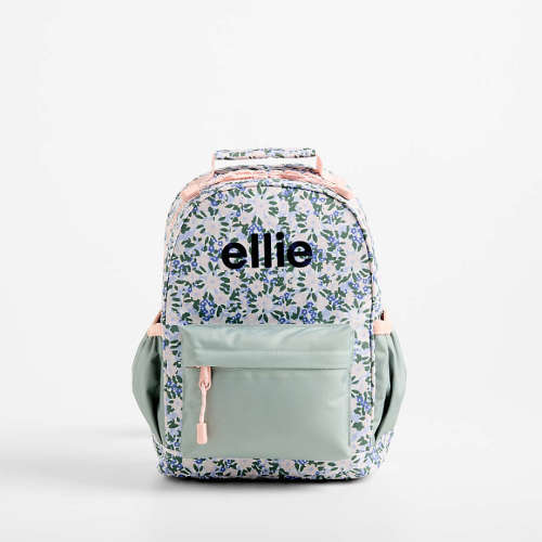 Forest Floral Green Small Kids Backpack with Side Pockets