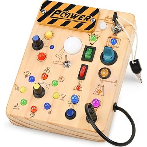 LED Busy Board for Toddlers - Montessori Sensory Toys for 1 2 3 Years Old