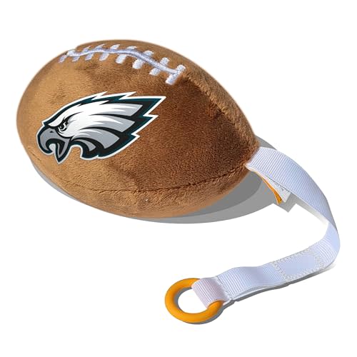 Philadelphia Eagles Plush Football Pacifier Holder by Smilo - Officially Licensed NFL Soother Holder - Soft Plush Toy and Dummy Holder - Fits Any Pacifier - Stroller Accessory & Newborn Essential