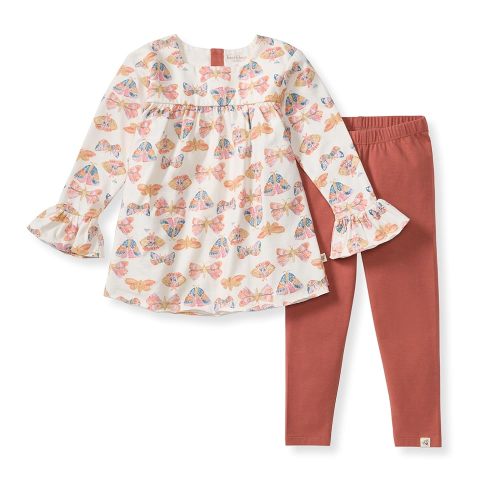 Burt's Bees Baby Baby Girls Long Sleeve Top and Pant Set, 100% Organic Cotton Outfit