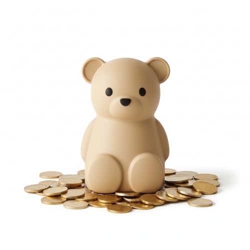 Neutral Silicone Teddy Bear Coin Bank for Kids, Baby, and Toddler. Unbreakable Piggy Bank for Kids -Nursery Decor - Durable Money Bank Gift for Children