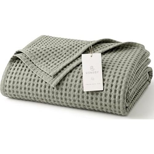 Konssy Waffle Baby Blanket for Boys & Girls, Soft Newborn Swaddle Blanket
