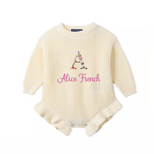 Custom Floral Embroidered Baby Romper