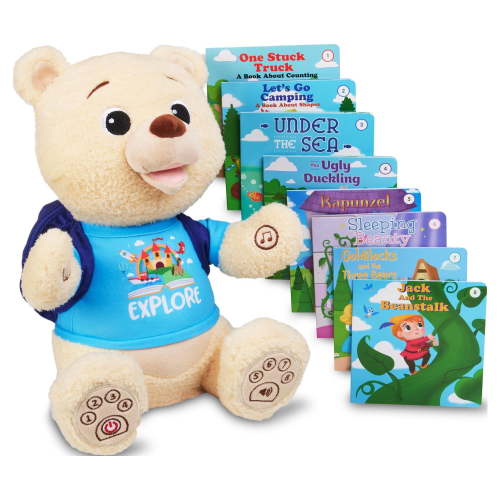 Spark Create Imagine Interactive Learning Plush Bear for Child, Recites 8 Stories, Sings 6 Songs, 8 Storybooks