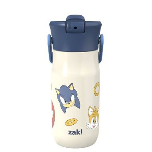 Zak Designs 14oz Sonic Stainless Steel Vacuum Harmony Straw Water Bottle Off- White
