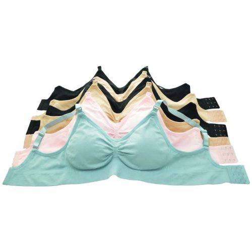 Angelina Womens Seamless Nursing Bras with Ruched Cups - Large/X Large Assorted (6-Pack)