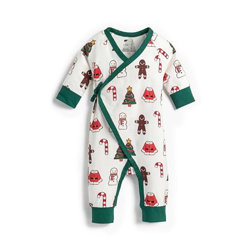monica + andy Kimono Tie Long Sleeve One Piece, 100% Organic Baby Clothes for Girls & Boys, Preemie, Newborn & Infant
