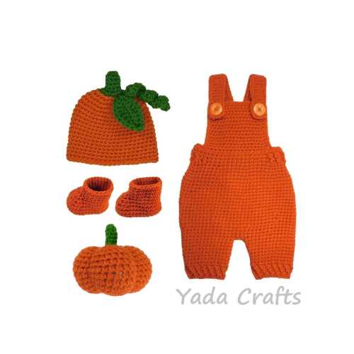 Newborn Pumpkin outfit, Baby Halloween Pumpkin costume, Baby Photo prop, Pumpkin Toy, Crochet Hat, Booties, Children Pumpkin Amigurumi
