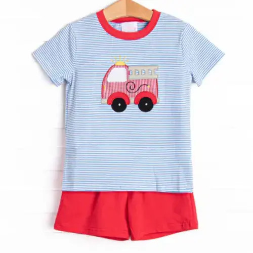 Rescue Squad Applique Short Set, Blue – Stitchy Fish