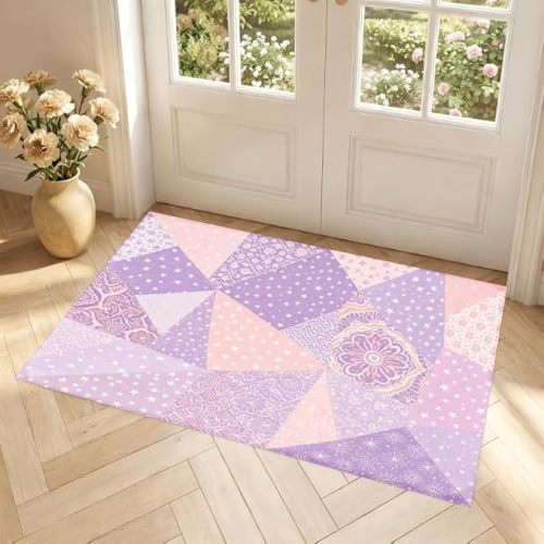 Bohemian Floral Star Pastel Pink Mandala Patchwork Area Rug 5X7 Carpet