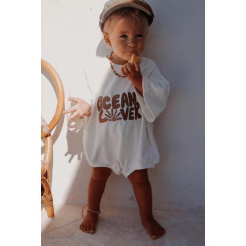 Ocean Lover retro baggy towel jumpsuit - White