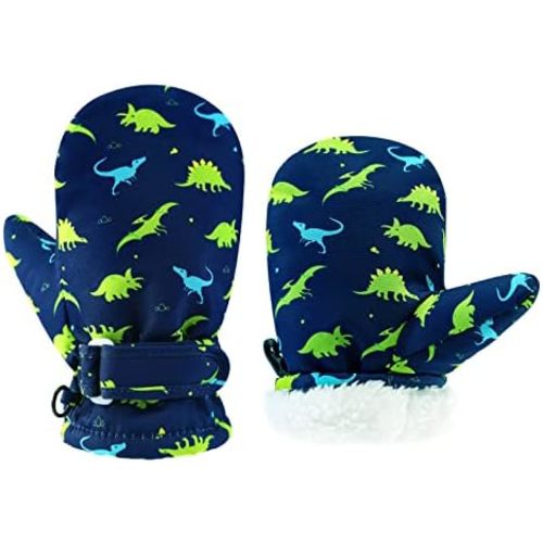 BAVST Toddler Waterproof Mittens Fleece Lined Baby Boys Girls Winter Warm Glove Kids Snow Infant Ski Mitten for 3M-5T