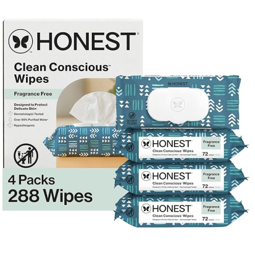 The Honest Company Baby Wipes for Sensitive Skin, Hypoallergenic, Fragrance-Fee - Blue Ikat