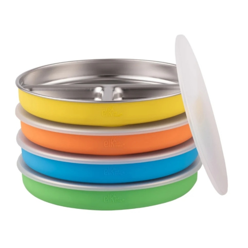7.8" Stainless Steel Divided Plates with Silicone Sleeves
