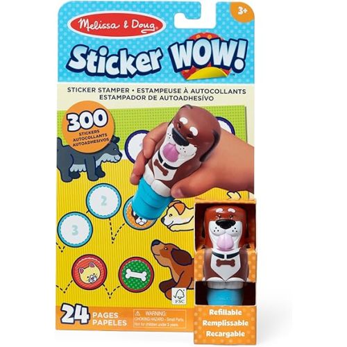 Melissa & Doug Sticker Wow!™ 24-Page Activity Pad and Sticker Stamper, 300 Stickers, Arts and Crafts Fidget Toy Collectible Character – Dog - for Kids Ages 3+ - FSC Certified