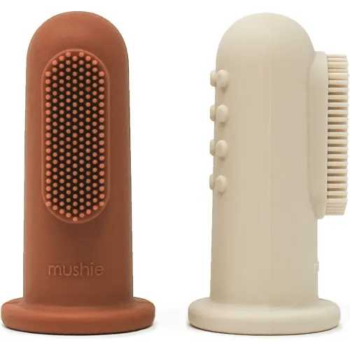 mushie Baby Finger Toothbrush (Clay/Shifting Sand) 2-Pack