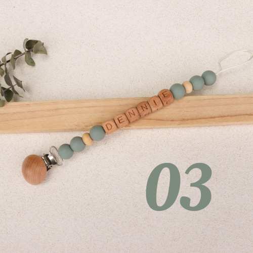 Personalized Custom Pacifier Clip, Boho Binky Clip, Wooden Baby Dummy Chain,Baby Shower Gift, Baby Boy and Girl Keepsake Gift, Handmade