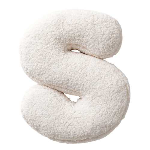 White Sherpa Monogram Letter Pillow, S