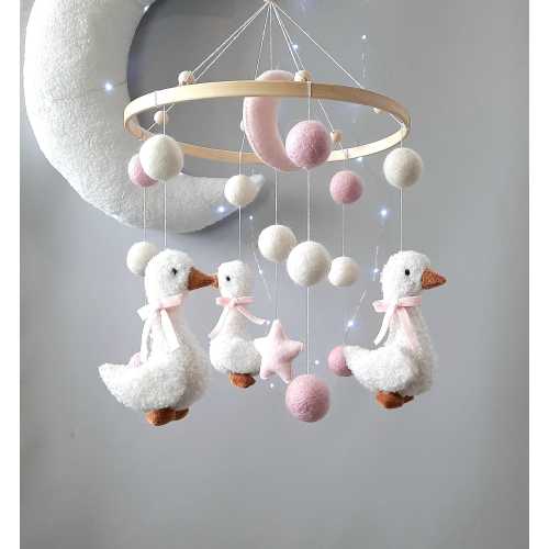 Baby mobile, goose-mobile, mobile in the crib, gift for a newborn, toy in the crib, goose-girl, three geese