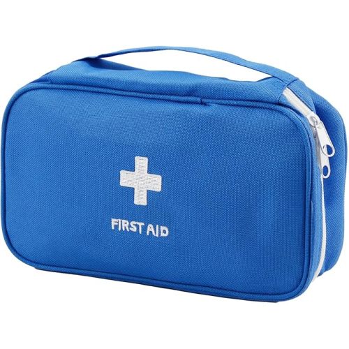 Portable Empty First Aid Kit Bag, Travel Medicine Pouch, Small Medical Bag (Blue)