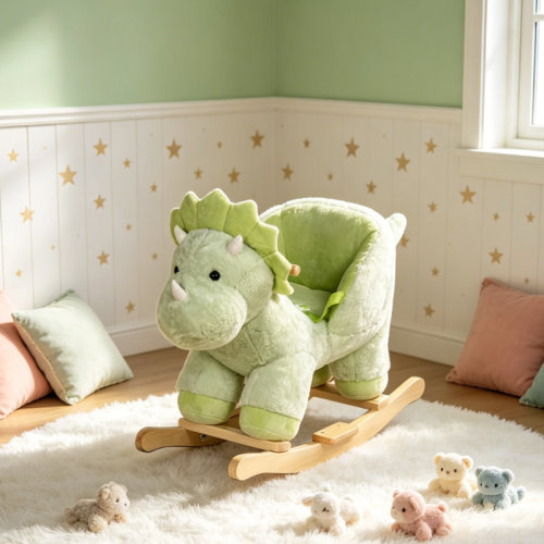 ORCHID Soft Plush Rocking Toy With Hand Puppets And Safety Belt,Kids Ride-On Rocking Horse Toy With Lullaby Song | Wayfair
