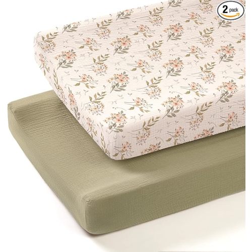 lulumoon Muslin Changing Pad Covers: Baby Cotton Changing Table Covers - Soft Changing Pad Sheets for Boys Girls