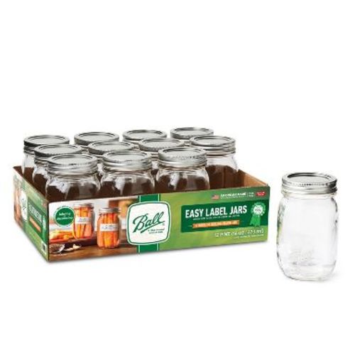 Ball 12ct 16oz Smooth Glass Mason Jar with Lid and Band