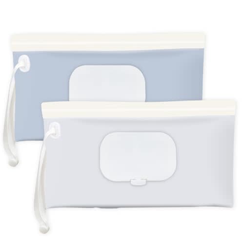 cephira Baby wipes dispenser，portable baby wipes holder for outdoor, Refillable baby wipes container, on the go wet wipe pouch for travel, resuable wipes dispenser for hiking (Blue)
