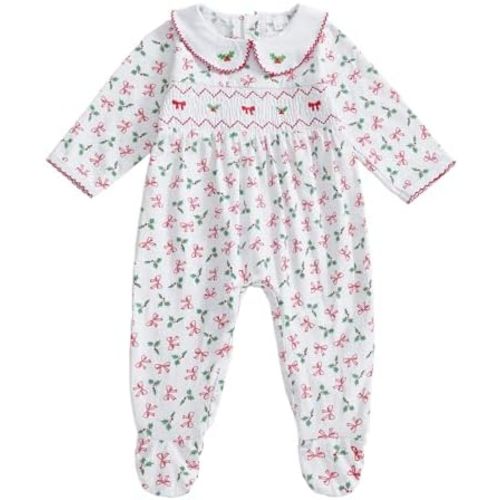 Holiday Newborn Baby Girl Clothes Infant Long Sleeve Romper Jumpsuit Bodysuit Christmas Outfits