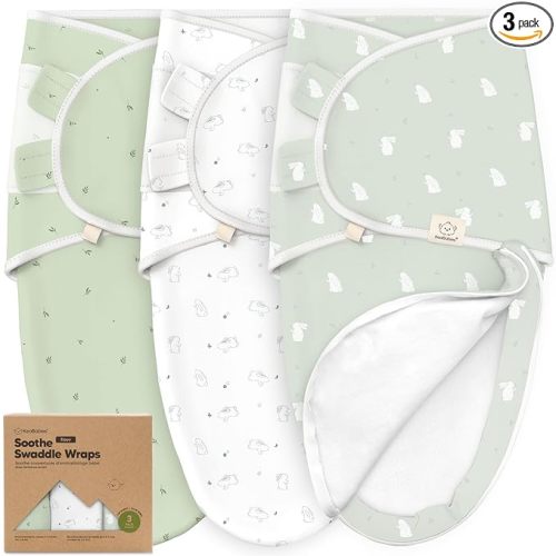 Baby Swaddle Sleep Sacks with Zipper - 3-Pack Swaddles for Newborns 0-3 Months, Infant, Baby Girls, Boys, Soft & Durable Newborn Sleep Sack, Easy Diaper Change Swaddling Blanket (Bunnies, OS)