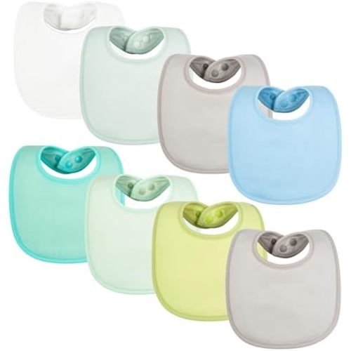 Tiny Twinkle Baby Feeding Bibs 8 Pack - Waterproof and Absorbent Infant Drool and Feeding Baby Bibs