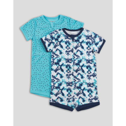Hanes Zippin Baby Knit Short Sleeve 2-Pack Rompers Zipper & 4-Way Stretch Boys & Girls Camo Assorted