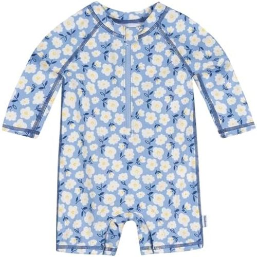 Gerber Baby Girls' & Toddler Long Sleeve One Piece Rashguard Swim Romper