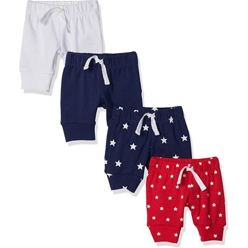 Baby Boys' Cotton Pull-on Pants, 0-3mo, 4-Pack