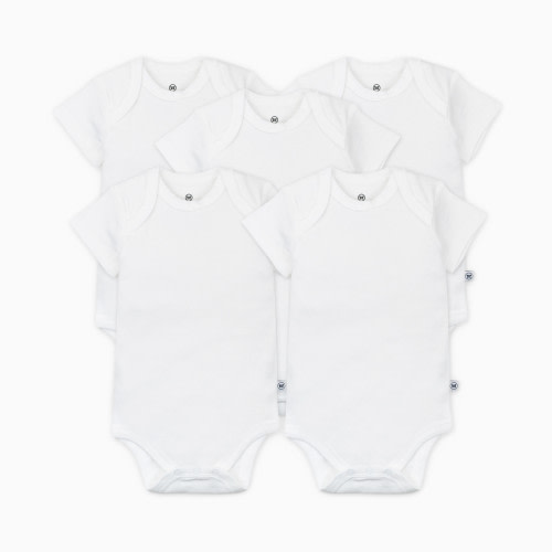 5-Pack Organic Cotton Short Sleeve Bodysuits - Bright White
