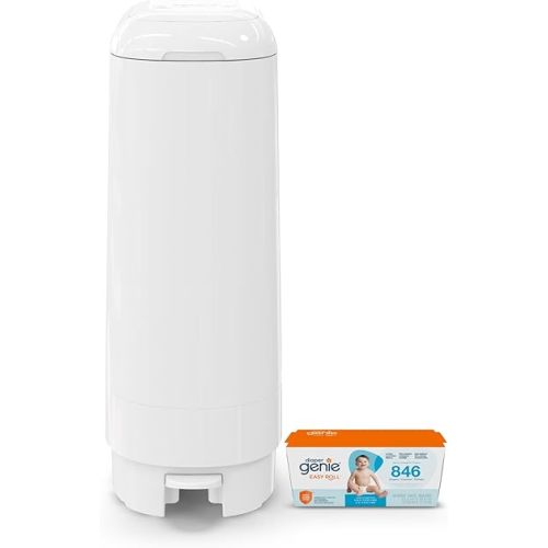Diaper Genie Signature Pail Includes 1 Easy Roll Refill with 18 Bags | Holds Up to 846 Newborn-Sized Diapers Per Refill