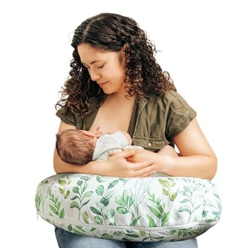 Boppy Nursing Pillow - Firm, Ergonomic U-Shaped Bottle and Breastfeeding Pillow with High Lift for Comfort and Support, Spacious Surface - Cream Retro Squiggles