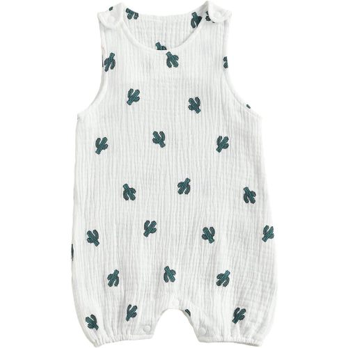 MoZiKQin Infant Baby Girl Boy Cotton Linen Romper Sleeveless Cute Print Bodysuit Jumpsuit Playsuit Summer Outfit Clothes