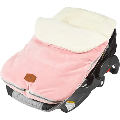 JJ Cole Bundle Me Winter Baby Car Seat Cover and Bunting Bag - Original - Sherpa Lined Weather Resistant Baby Carrier and Stroller Cover - Stroller Accessories and Winter Baby Essentials - Blush Pink
