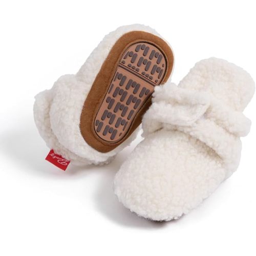ohsofy Newborn Baby Cotton Booties Stay On Slipper Winter Warm Soft Shoes Non-Skid Infant Ankle Boots Crib Shoes