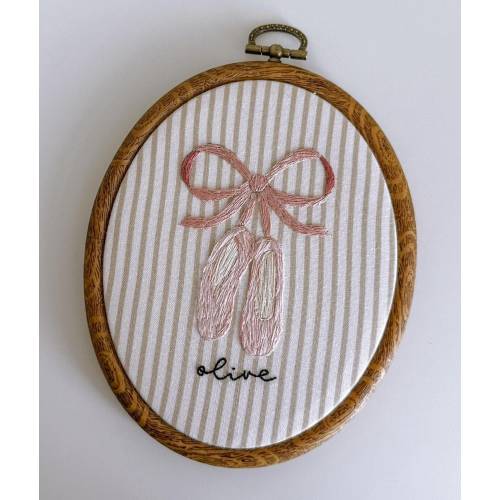 Custom Embroidery Ballet Slipper, Nursery Decor, Heirloom, Baby Keepsake