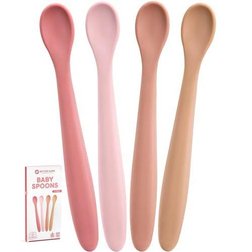 Best Soft Baby Spoons Dishwasher-Safe Silicone Bendable Baby Feeding Spoon Infant First Stage Silicone Training Spoon, Assorted Colors (Soft Colors)